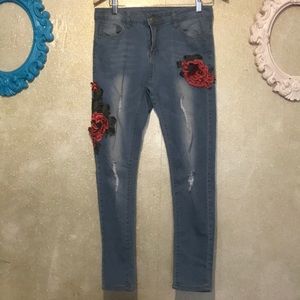 Damaged Stretch Light Blue Jeans